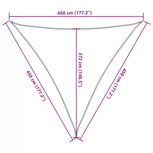 Homokszínű 100% oxford szövet napvitorla 4,5x4,5x4,5 m