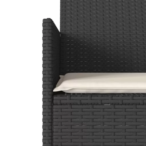 2 személyes fekete polyrattan kerti kanapé asztallal / párnával
