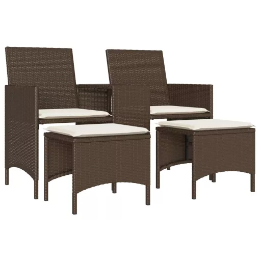 2 személyes barna polyrattan kerti kanapé asztallal/székkel
