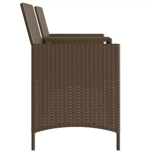 2 személyes barna polyrattan kerti kanapé asztallal/székkel