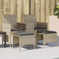   2 személyes szürke polyrattan kerti kanapé asztallal/székkel