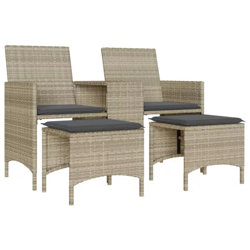 2 személyes szürke polyrattan kerti kanapé asztallal/székkel