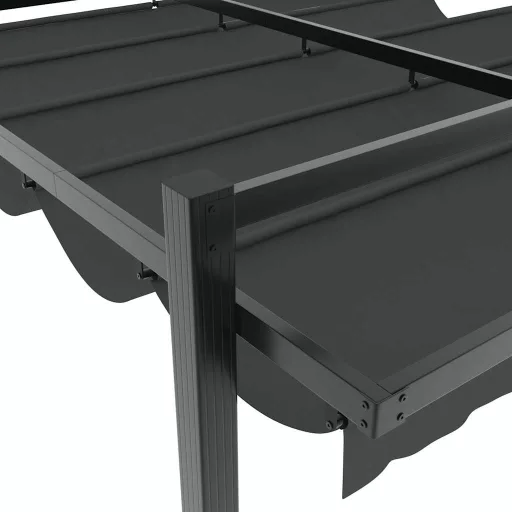 Antracitszürke alumínium kerti pavilon behúzható tetővel 3x3 m