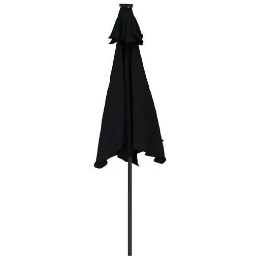 Fekete kerti napernyő LED-del és acél rúddal 225 x 225 x 212 cm