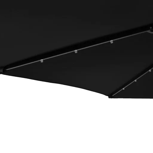 Fekete kerti napernyő LED-del és acél rúddal 225 x 225 x 212 cm