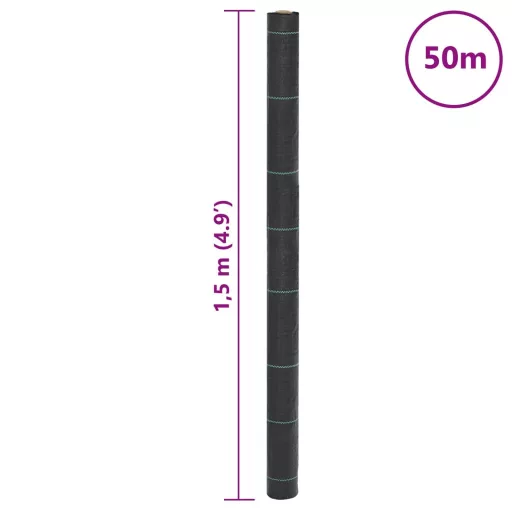 Fekete PP talajtakaró membrán 1,5x50 m