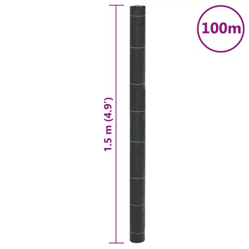 Fekete PP talajtakaró membrán 1,5x100 m