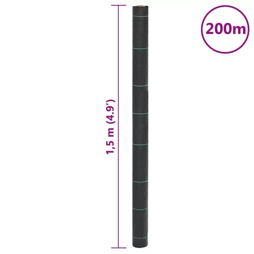 Fekete PP talajtakaró membrán 1,5x200 m