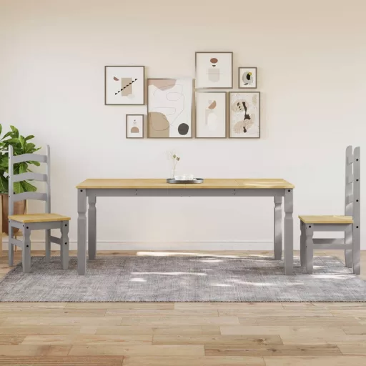Corona szürke tömör fenyőfa ebédlőasztal 180 x 90 x 75 cm