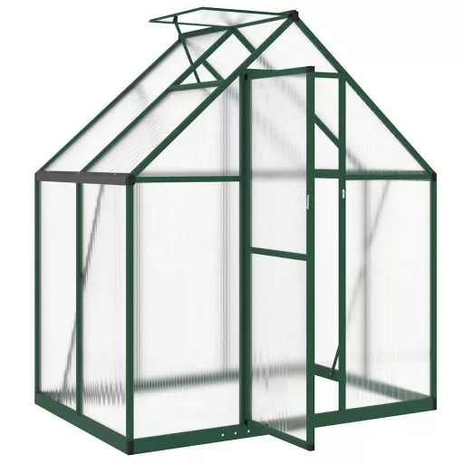 Zöld alumínium melegház alapvázzal 169 x 114 x 195 cm