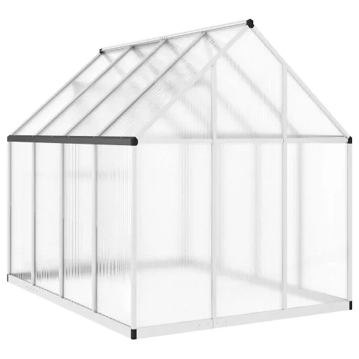 Ezüstszínű alumínium melegház alapvázzal 224 x 169 x 195 cm