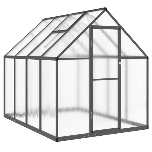 Antracitszürke alumínium melegház alapvázzal 224 x 169 x 195 cm