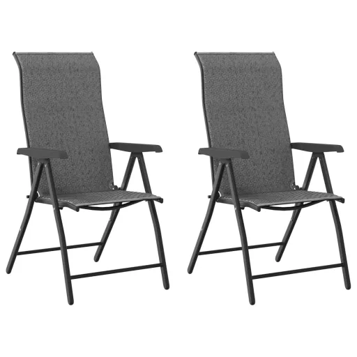 2 db szürke polyrattan összecsukható kerti szék