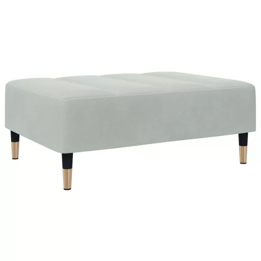 Világosszürke bársony lábzsámoly 77x55x31 cm
