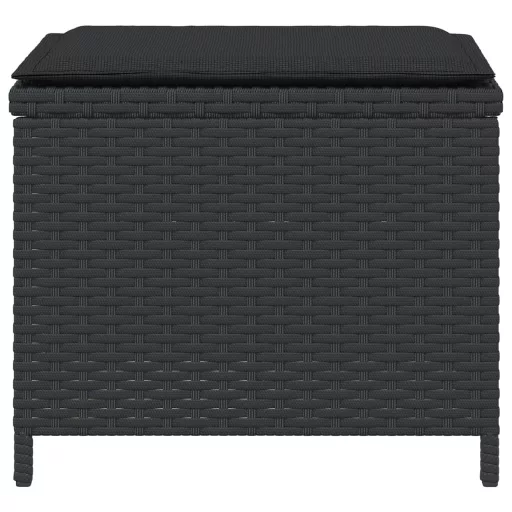 4 db fekete polyrattan kerti szék párnákkal 40 x 40 x 35 cm