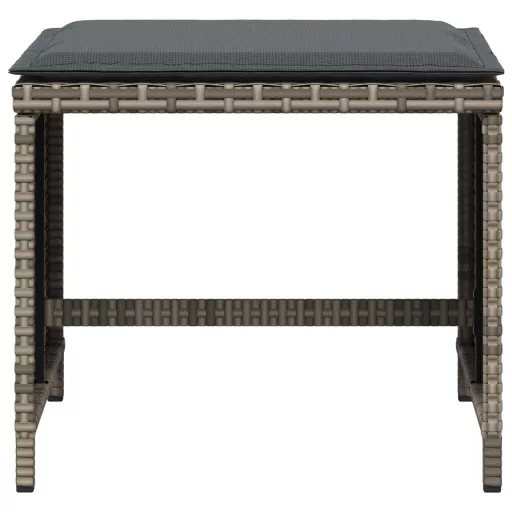4 db szürke polyrattan kerti szék párnával 40 x 40 x 35 cm