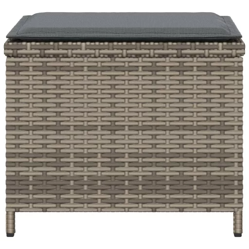 4 db szürke polyrattan kerti szék párnával 40 x 40 x 35 cm