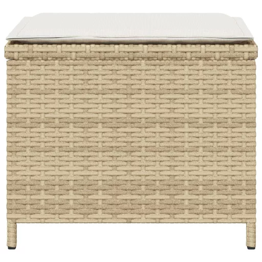 4 db bézs polyrattan kerti szék párnával 40x40x35 cm