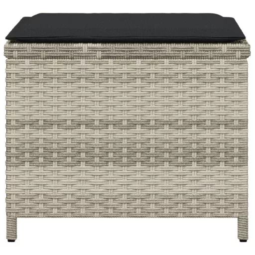 4db világosszürke polyrattan kerti szék párnával 40x40x35 cm