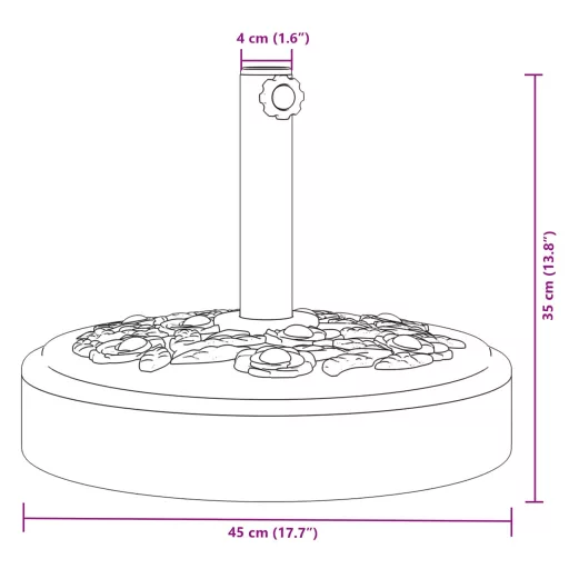 Kerek napernyőtalp rúdhoz Ø38 / 48 mm 25 kg