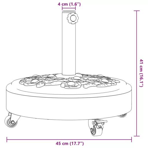 Görgős kerek napernyőtalp rúdhoz Ø38 / 48 mm 27 kg