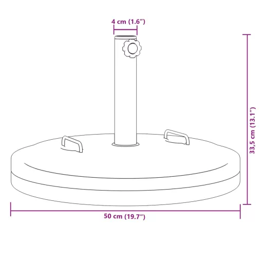 Fogantyús kerek napernyőtalp rúdhoz Ø38 / 48 mm 25 kg