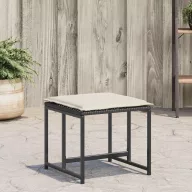 4 db fekete polyrattan kerti szék párnákkal