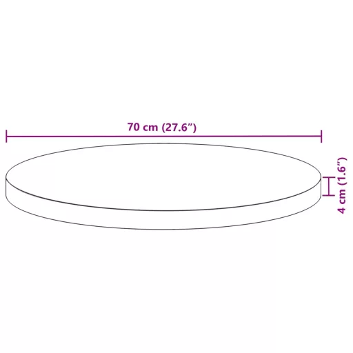 Kerek tömör akácfa asztallap Ø70 x 4 cm