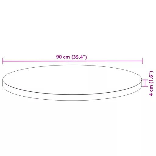 Kerek tömör akácfa asztallap Ø90 x 4 cm