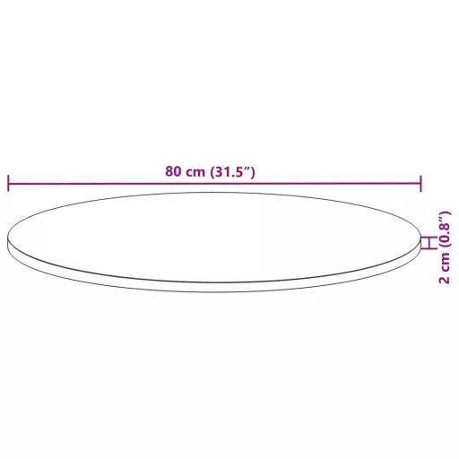 Kerek tömör akácfa asztallap Ø80 x 2 cm