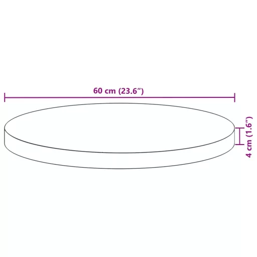 Kerek tömör akácfa asztallap Ø60 x 4 cm