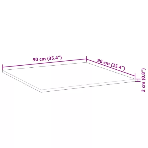Négyzet alakú tömör akácfa asztallap 90 x 90 x 2 cm
