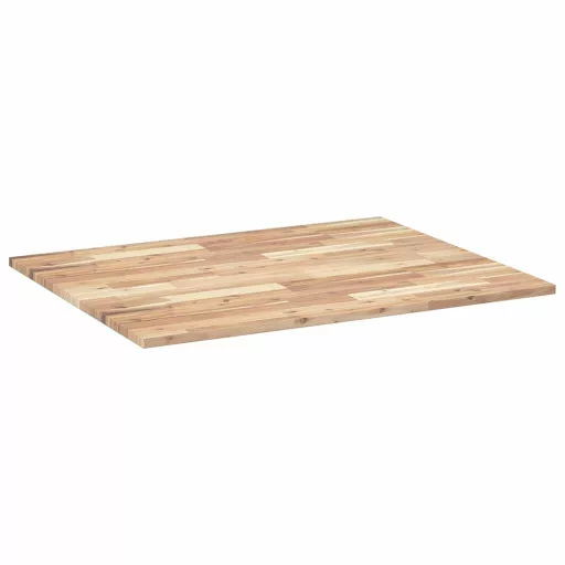 Négyszög alakú tömör akácfa asztallap 100 x 80 x 2 cm