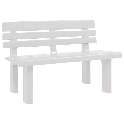 Fehér polipropilén kerti pad 110 x 52 x 71 cm