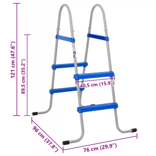 Acél és műanyag medencelétra talaj feletti medencéhez 84 cm