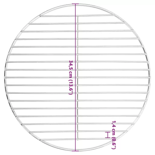 Kerek 304 rozsdamentes acél BBQ grillrács Ø34,5 cm