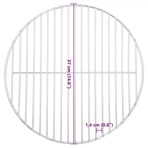 Kerek 304 rozsdamentes acél BBQ grillrács Ø37 cm
