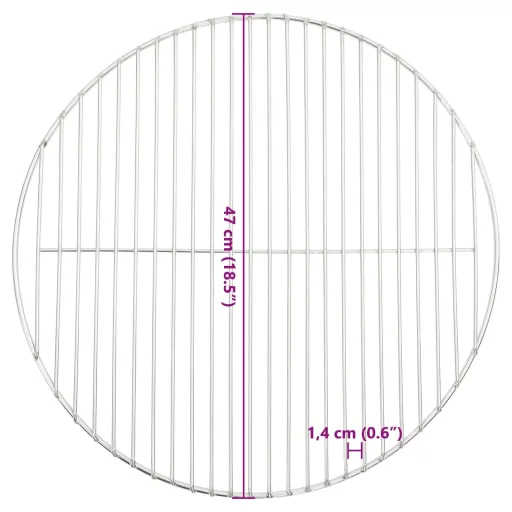 Kerek 304 rozsdamentes acél BBQ grillrács Ø47 cm
