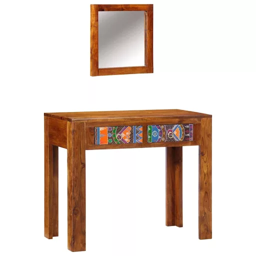 Öltözködőasztal fiókkal Barna 90 x 45 x 75 cm Tömör Akácfa