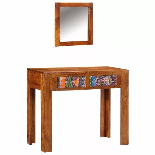Öltözködőasztal fiókkal Barna 90 x 45 x 75 cm Tömör Akácfa