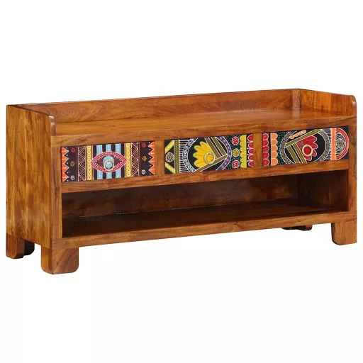 Cipőpad fiókkal Méz barna 100 x 35 x 45 cm Tömör akácfa