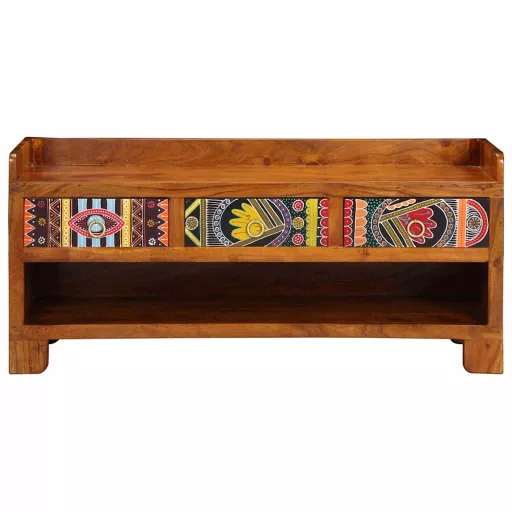 Cipőpad fiókkal Méz barna 100 x 35 x 45 cm Tömör akácfa