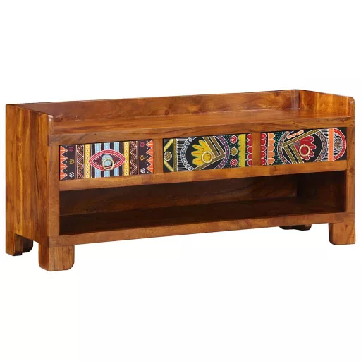 Cipőpad fiókkal Méz barna 100 x 35 x 45 cm Tömör akácfa