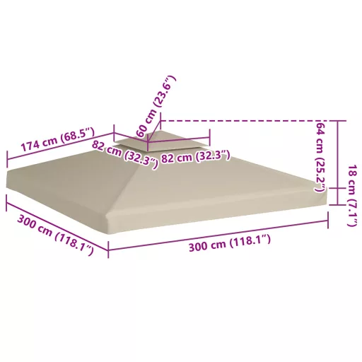 Bézs csere pavilon ponyvatető 310 g/m² 3 x 3 m