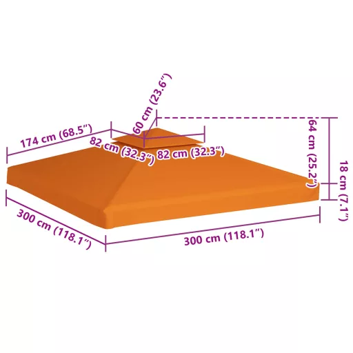 Narancssárga csere pavilon ponyvatető 310 g/m² 3 x 3 m