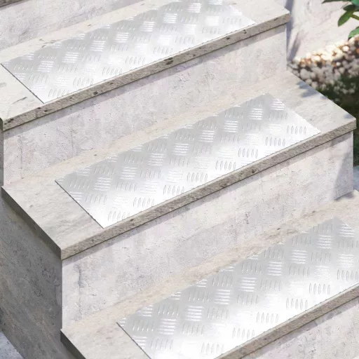 Lépcsőfok Négyszögletes 2 pcs Ezüst 60 x 20 cm Alumínium