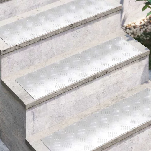 Lépcsőfok Négyszögletes 4 pcs Ezüst 70 x 20 cm Alumínium