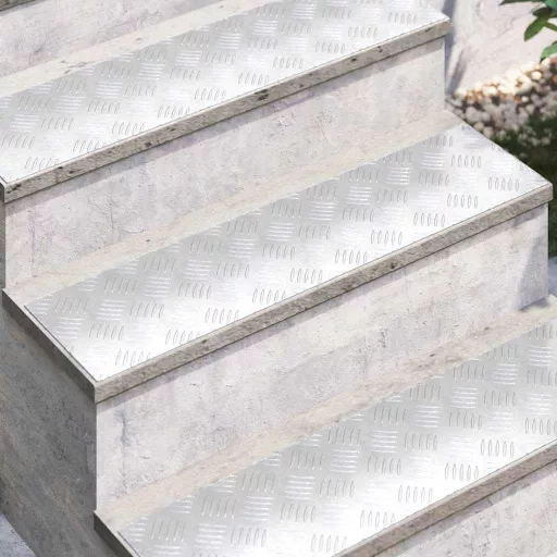Lépcsőfok Négyszögletes 2 pcs Ezüst 80 x 20 cm Alumínium