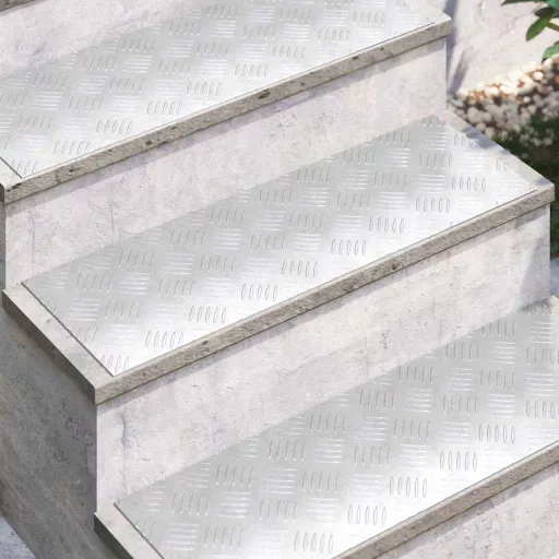Lépcsőfok Négyszögletes 2 pcs Ezüst 75 x 25 cm Alumínium