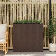 Barna polyrattan kerti magaságyás 4 kaspóval